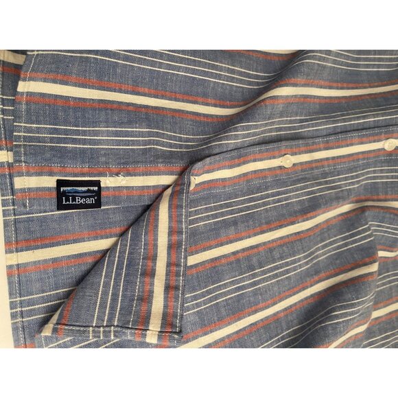 L.L. Bean Men's XL-Tall Blue Button Down Cotton Striped Shirt Traditional FIt - Picture 7 of 10